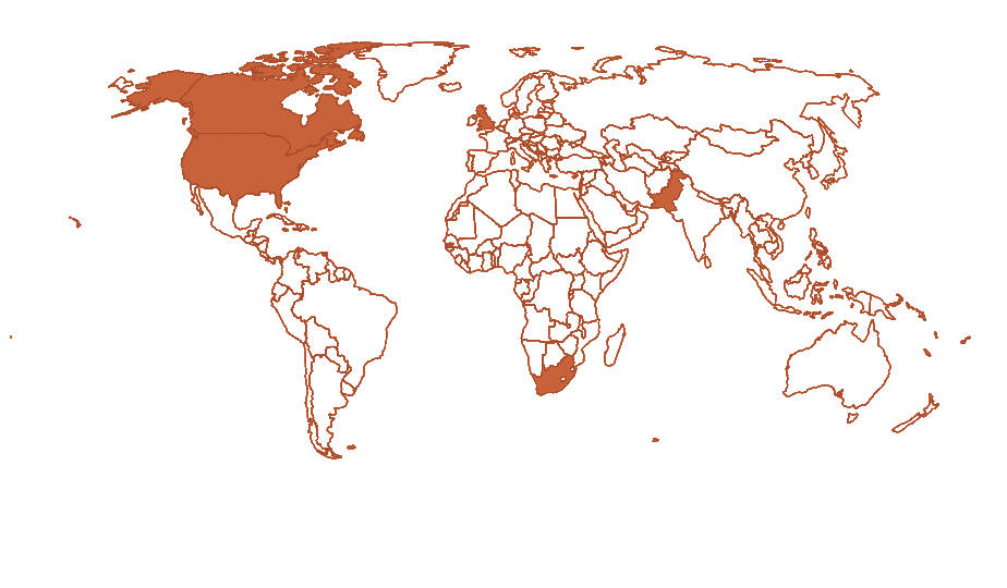 World map with top audience countries highlighted
